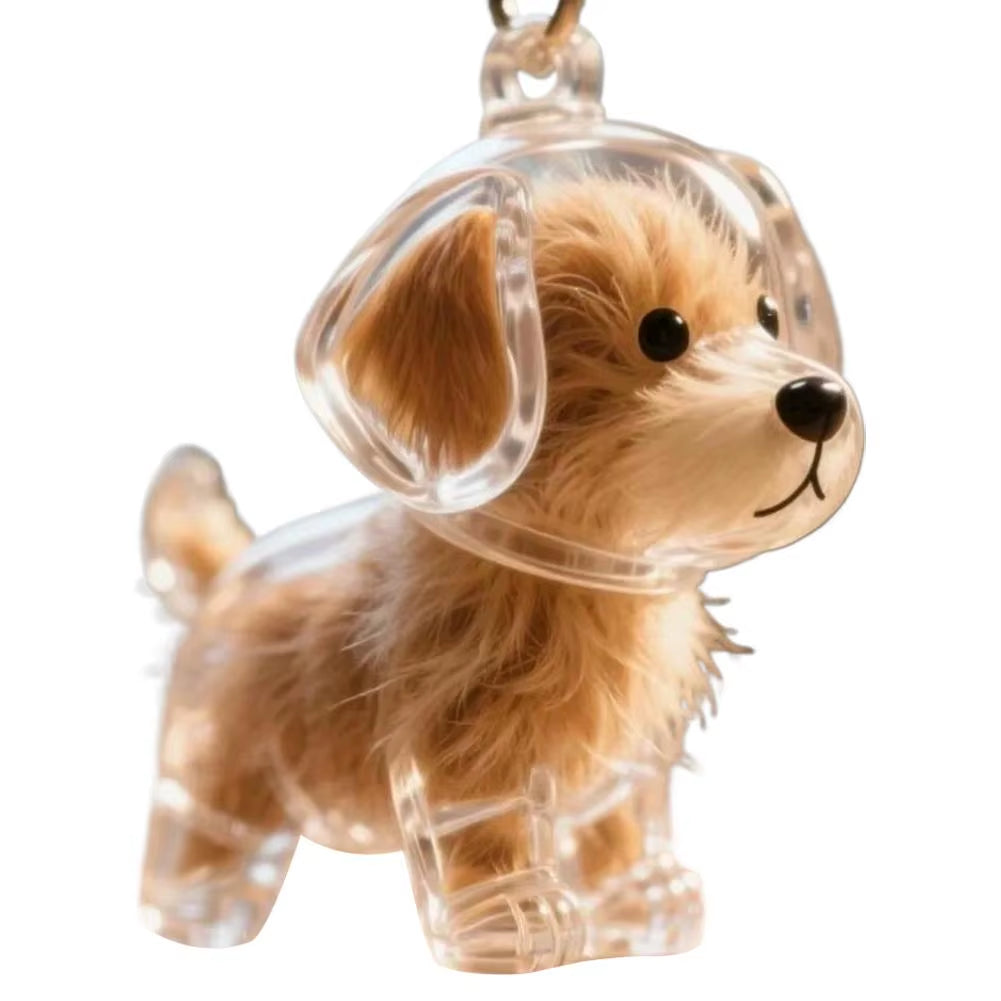 Clear Pet Hair Keychain Cute Dog Fur Keepsake Holder Creative Transparent Pet Hair Memorial Collection Pendant for Dog/Cat