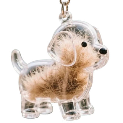 Clear Pet Hair Keychain Cute Dog Fur Keepsake Holder Creative Transparent Pet Hair Memorial Collection Pendant for Dog/Cat