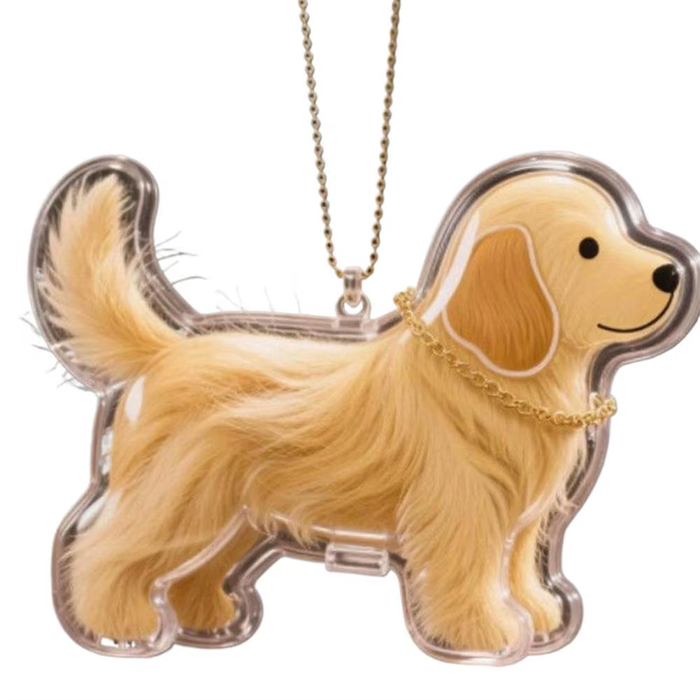Clear Pet Hair Keychain Cute Dog Fur Keepsake Holder Creative Transparent Pet Hair Memorial Collection Pendant for Dog/Cat