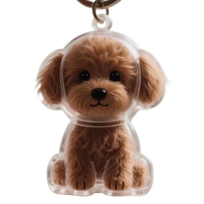 Clear Pet Hair Keychain Cute Dog Fur Keepsake Holder Creative Transparent Pet Hair Memorial Collection Pendant for Dog/Cat