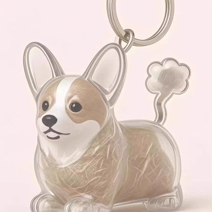 Clear Pet Hair Keychain Cute Dog Fur Keepsake Holder Creative Transparent Pet Hair Memorial Collection Pendant for Dog/Cat